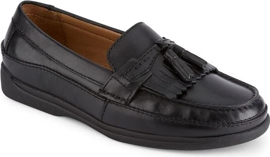 Dockers Mens Sinclair Leather Dress Casual Tassel Loafer Shoe, Black, Size