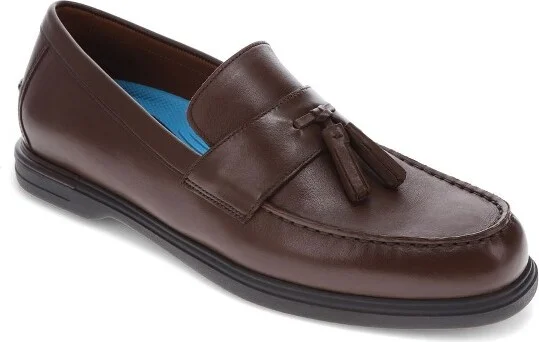 Dockers Mens Woodward Genuine Leather Dress Casual Tassel Loafer Shoe, Antique Brown, Size