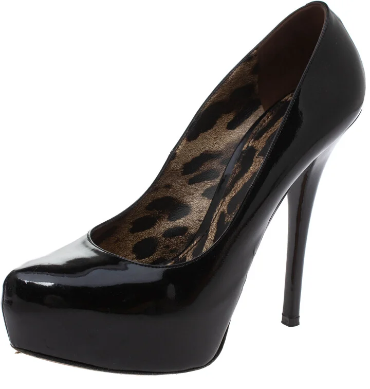 Dolce & Gabanna Black Patent Leather Platform Pumps Size 38