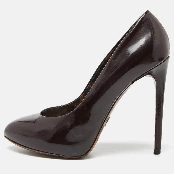 Dolce & Gabanna Brown Patent Leather Platform Pumps Size 38