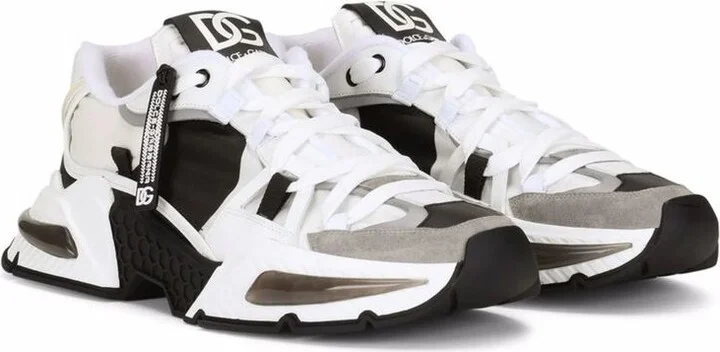 Dolce & Gabbana Airmaster Gray And Black Leather Blend Sneakers - Image 2