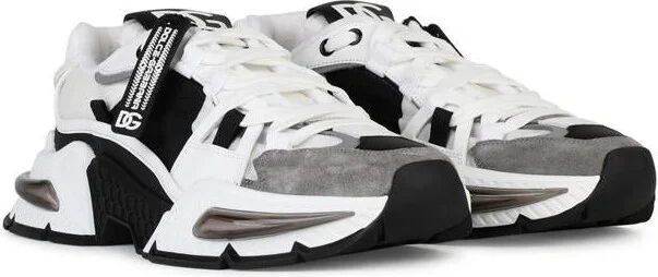 Dolce & Gabbana Airmaster Gray And Black Leather Blend Sneakers - Image 2