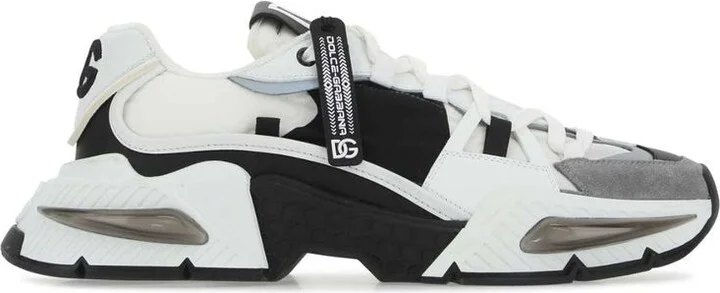 Dolce & Gabbana Airmaster Gray And Black Leather Blend Sneakers