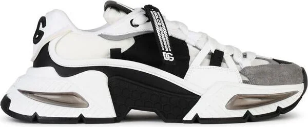 Dolce & Gabbana Airmaster Gray And Black Leather Blend Sneakers
