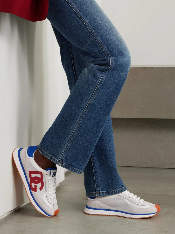 Dolce & Gabbana - Aria Printed Suede And Leather-trimmed Mesh Sneakers - White - Image 2
