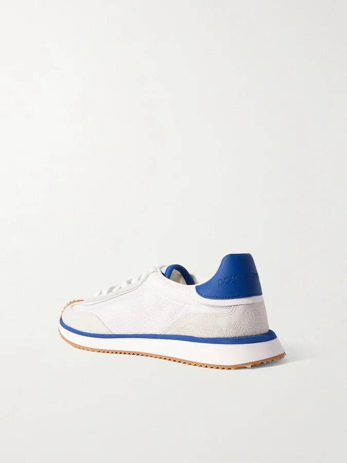 Dolce & Gabbana - Aria Printed Suede And Leather-trimmed Mesh Sneakers - White - Image 3