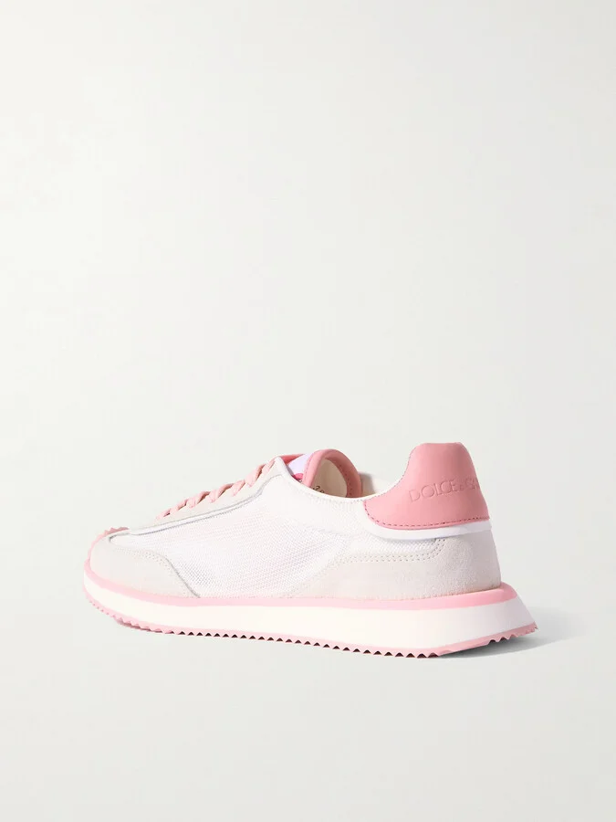 Dolce & Gabbana - Aria Printed Suede And Leather-trimmed Mesh Sneakers - White - Image 3