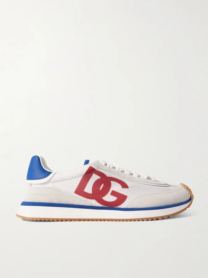 Dolce & Gabbana - Aria Printed Suede And Leather-trimmed Mesh Sneakers - White