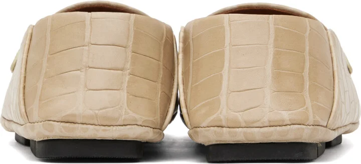 Dolce&Gabbana Beige Crocodile-Print Driver Loafers - Image 2