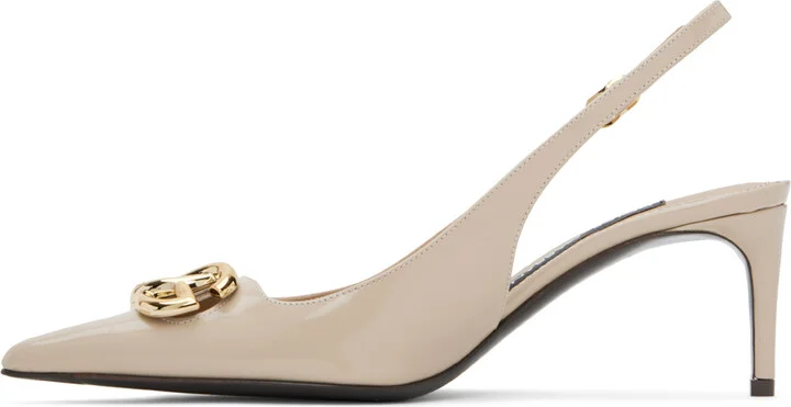 Dolce&Gabbana Beige Lollo Slingback Heels - Image 3