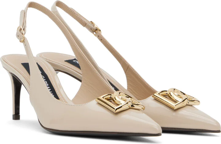 Dolce&Gabbana Beige Lollo Slingback Heels - Image 4