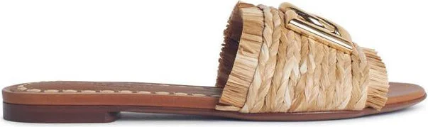 Dolce & Gabbana Beige Raffia Braid Slipper