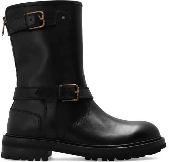 Dolce & Gabbana Bernini Buckled Biker Boots