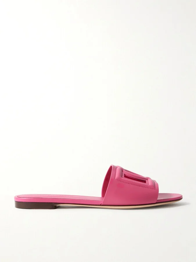 Dolce & Gabbana - Bianca Cutout Leather Slides - Pink - Image 5