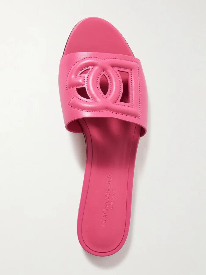 Dolce & Gabbana - Bianca Cutout Leather Slides - Pink