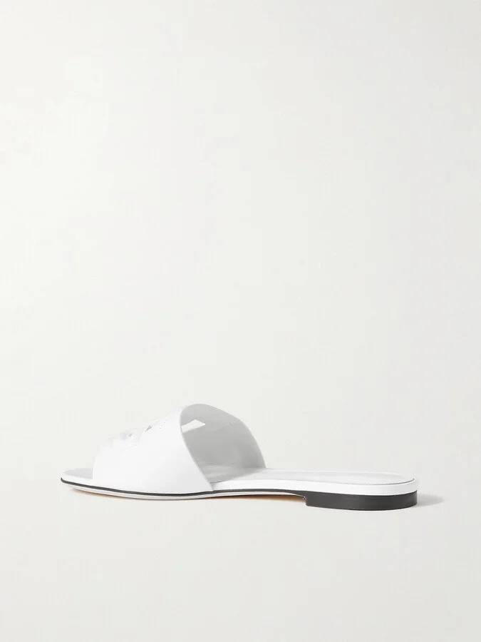 Dolce & Gabbana - Bianca Cutout Leather Slides - White - Image 3