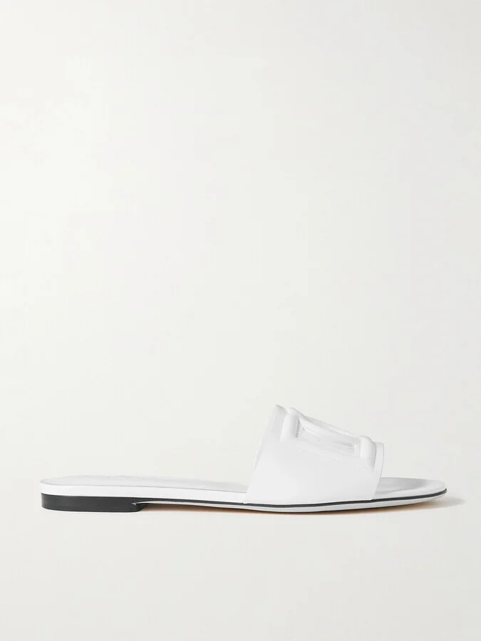 Dolce & Gabbana - Bianca Cutout Leather Slides - White - Image 5