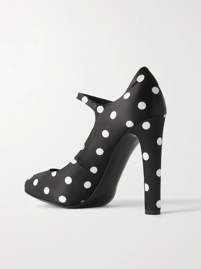 Dolce & Gabbana - Bianca Polka-dot Satin Pumps - Black - Image 3