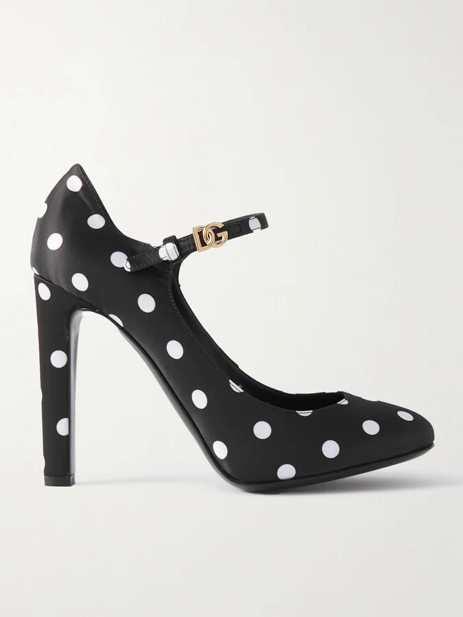 Dolce & Gabbana - Bianca Polka-dot Satin Pumps - Black