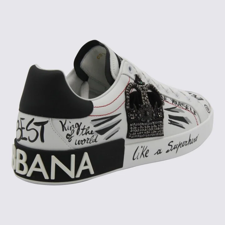 Dolce & Gabbana Black And White Leather Sneakers - Image 3