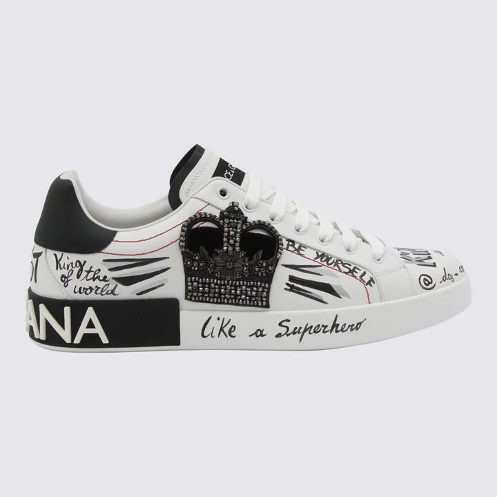 Dolce & Gabbana Black And White Leather Sneakers