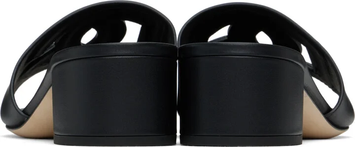 Dolce&Gabbana Black Calfskin 'DG' Logo Heeled Sandals - Image 2