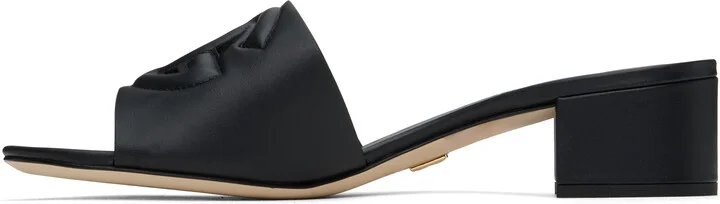 Dolce&Gabbana Black Calfskin 'DG' Logo Heeled Sandals - Image 3