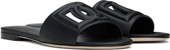 Dolce&Gabbana Black Calfskin 'DG' Logo Sandals - Image 4