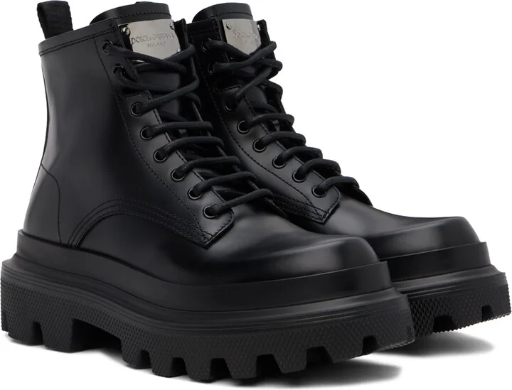 Dolce&Gabbana Black Calfskin Hi-Trekking Ankle Boots - Image 4