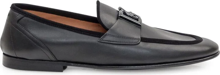 Dolce & Gabbana Black Calfskin Loafer With Logo