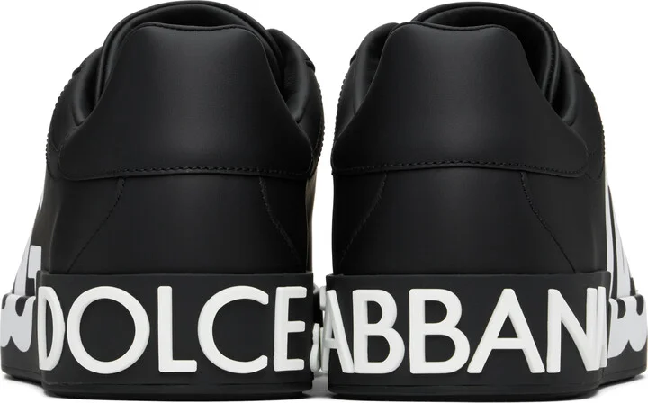 Dolce&Gabbana Black Calfskin Nappa Portofino DG Logo Sneakers - Image 2