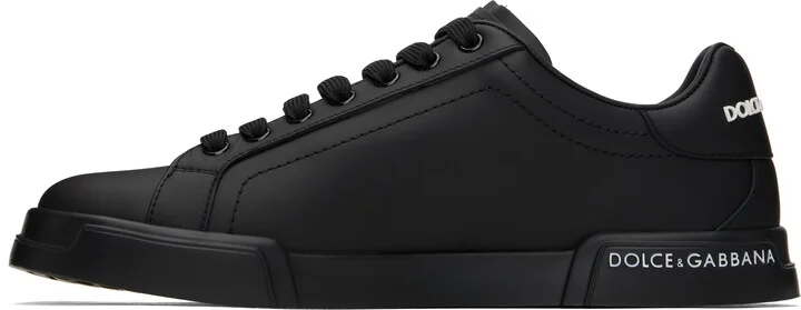 Dolce&Gabbana Black Calfskin Nappa Portofino Sneakers - Image 3