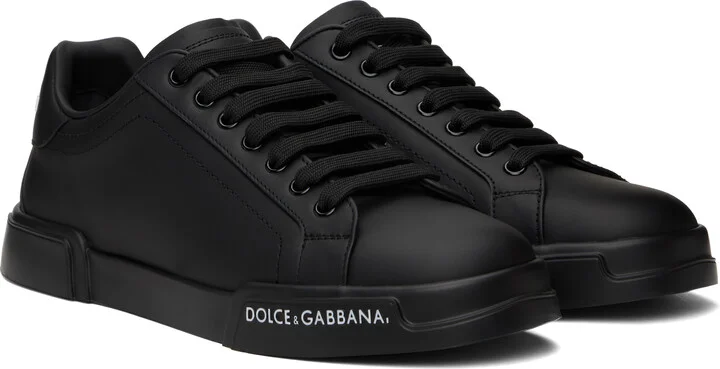 Dolce&Gabbana Black Calfskin Nappa Portofino Sneakers - Image 4