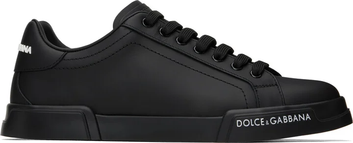 Dolce&Gabbana Black Calfskin Nappa Portofino Sneakers