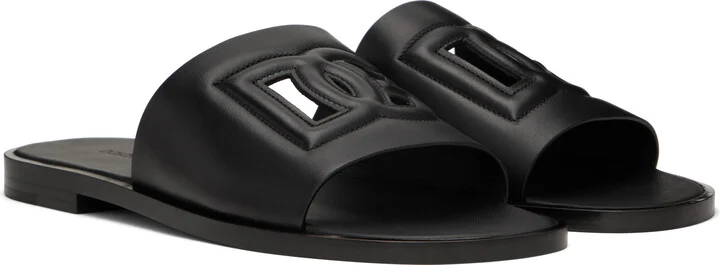 Dolce&Gabbana Black Calfskin Pool Slides - Image 4