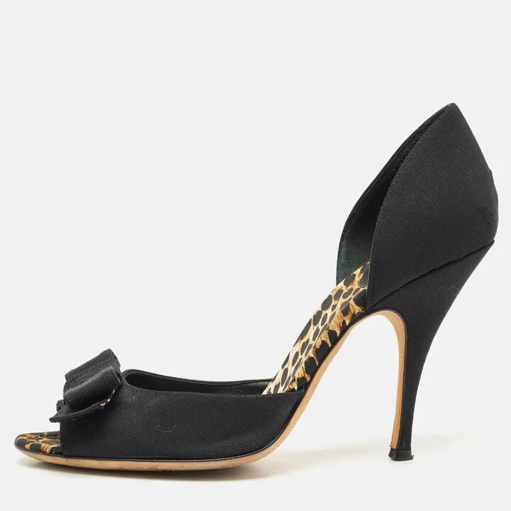 Dolce & Gabbana Black Canvas Bow D'Orsay Pumps Size 40