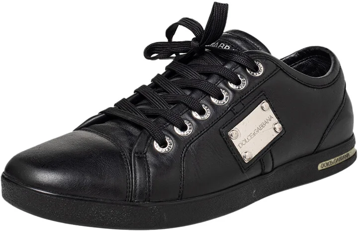Dolce & Gabbana Black Cap Toe Low Top Sneakers Size 40.5