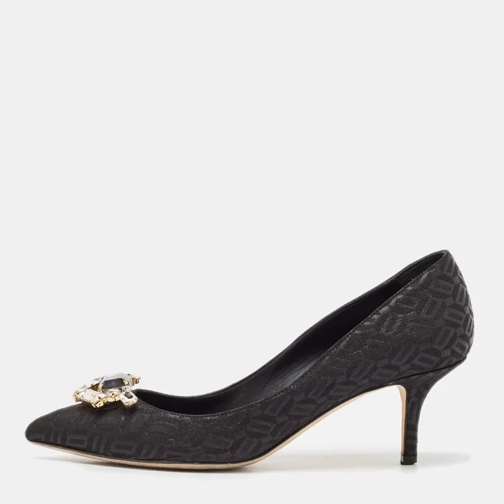 Dolce & Gabbana Black Fabric Crystal Embellished Pumps Size 38