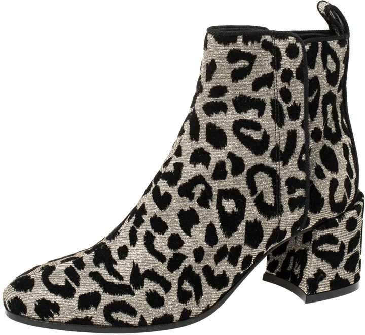Dolce & Gabbana Black/Gold Lurex and Velvet Vally Ankle Boots Size 37