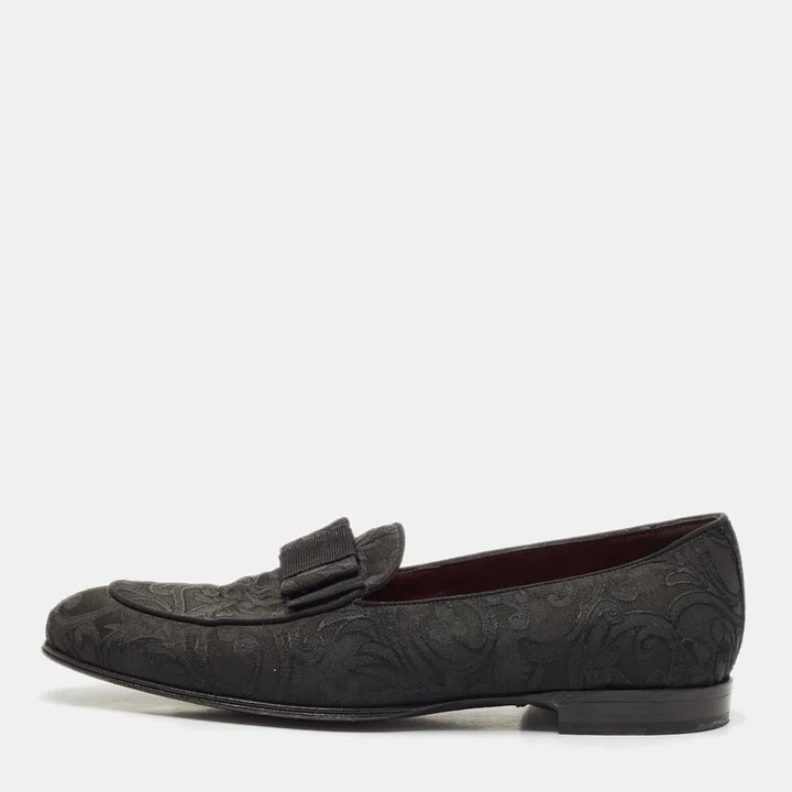 Dolce & Gabbana Black Jacquard Baroque Slip On Loafers Size 40