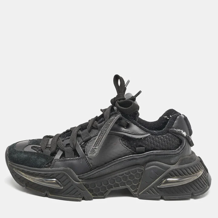 Dolce & Gabbana Black Leather and Fabric Daymaster Sneakers Size 37.5