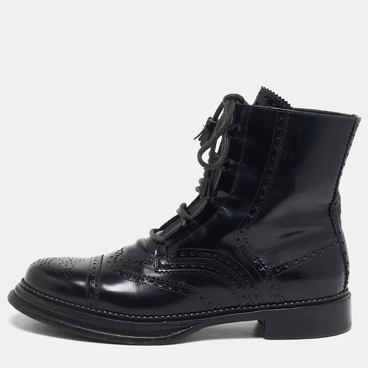 Dolce & Gabbana Black Leather Ankle Length Boots Size 42.5