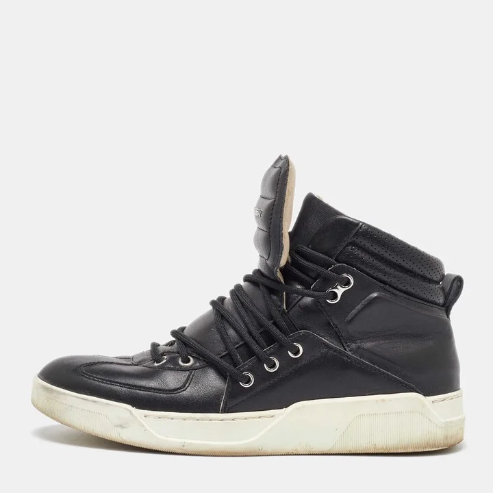 Dolce & Gabbana Black Leather Flag High Top Sneakers Size 42