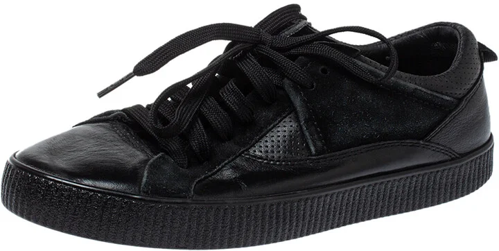 Dolce & Gabbana Black Leather Low Top Sneakers Size 39