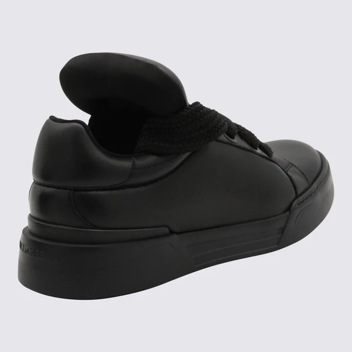 Dolce & Gabbana Black Leather Mega Skate Sneakers - Image 2