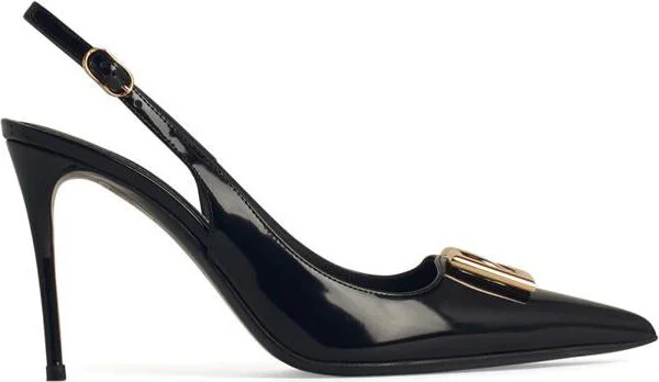 Dolce & Gabbana Black Leather Sling Back