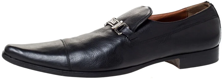 Dolce & Gabbana Black Leather Slip On Pointed Toe Loafers Size 44