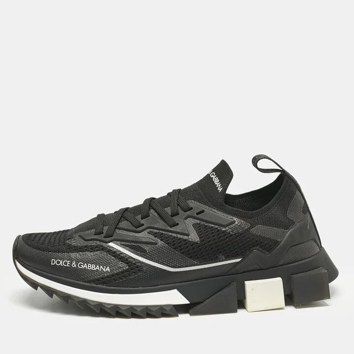 Dolce & Gabbana Black Mesh and Rubber Sorrento Lace Up Sneakers Size 43.5