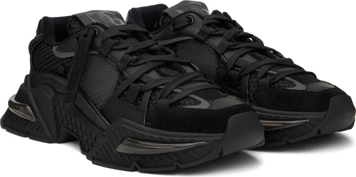 Dolce&Gabbana Black Mixed-Material Airmaster Sneakers - Image 4