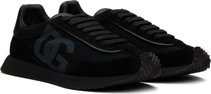 Dolce&Gabbana Black Mixed-Material 'DG' Cushion Sneakers - Image 4